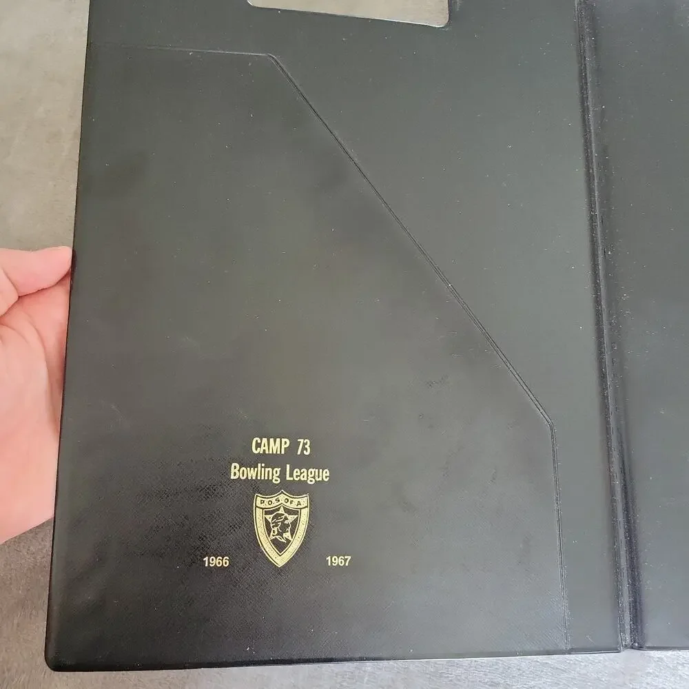 Vintage Bowling League Camp 73 P.O.S Of A 1966 - 1967 Clip Board Faux Leather